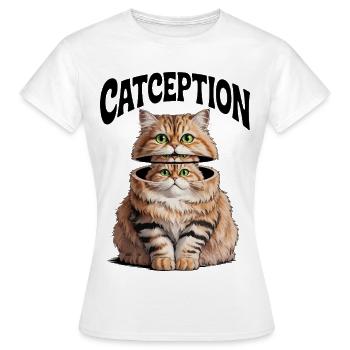 Geteiltes Katzenduo-Porträt - Frauen T-Shirt - Weiß - Vorne - AI Model Female 172 dark (172cm)