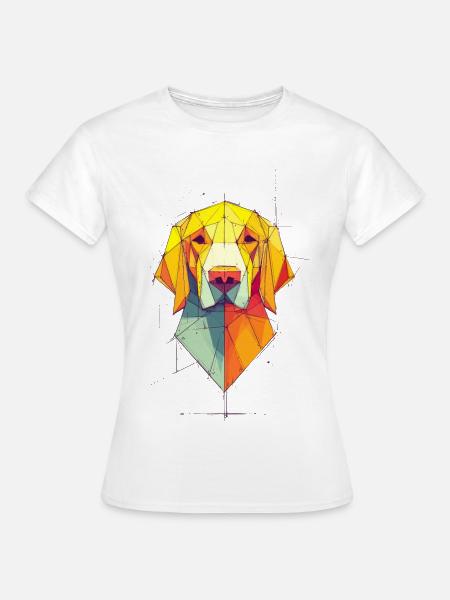 Geometrischer Hundeporträt - Frauen T-Shirt - Weiß