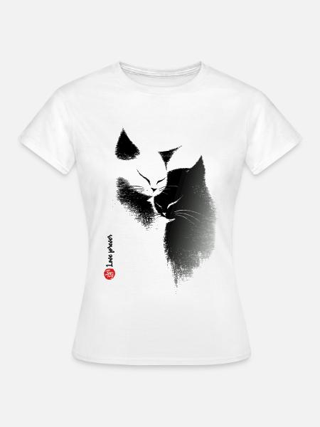 Katzenliebe - T-shirt dam - vit