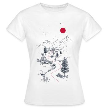 Roter Pfad durch Berglandschaft - Frauen T-Shirt - Weiß - Vorne - AI Model Female 172 dark (172cm)
