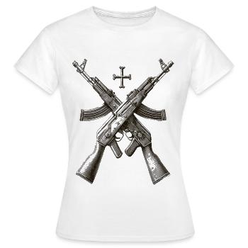 Silhouette croix de fusil - T-shirt Femme - blanc - Devant - AI Model Female 172 dark (172cm)
