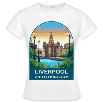 Illustration du front de mer de Liverpool Skyline au Royaume-Uni - T-shirt Femme - blanc - Devant - AI Model Female 172 dark (172cm)
