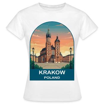 Krakau, Polen Vintage-Reiseplakat-Kunst - Frauen T-Shirt - Weiß - Vorne - AI Model Female 172 dark (172cm)