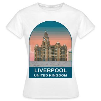 Art d’affiches de voyage vintage à Liverpool UK - T-shirt Femme - blanc - Devant - AI Model Female 172 dark (172cm)