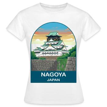 Art d’affiches de voyage vintage du château de Nagoya Japan - T-shirt Femme - blanc - Devant - AI Model Female 172 dark (172cm)