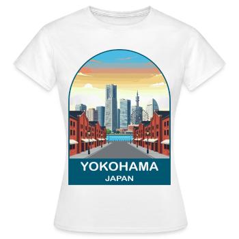 Affiche de voyage de Minato Mirai à Yokohama, Japon - T-shirt Femme - blanc - Devant - AI Model Female 172 dark (172cm)