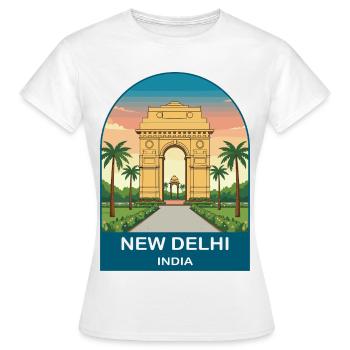 Design de voyage urbain vintage à la porte indienne de New Delhi - T-shirt Femme - blanc - Devant - AI Model Female 172 dark (172cm)