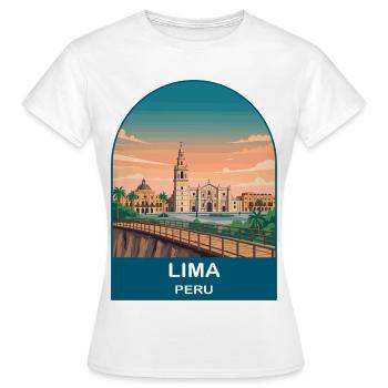 Lima Peru Cityscape Vintage-Reiseposter-Kunst - Frauen T-Shirt - Weiß - Vorne - AI Model Female 172 dark (172cm)