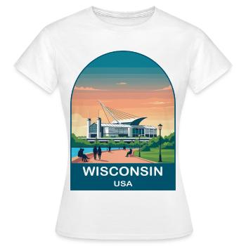 Art d’affiches de voyage vintage du Wisconsin USA - T-shirt Femme - blanc - Devant - AI Model Female 172 dark (172cm)