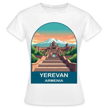 Jerewan Armenien Berg Ararat Vintage Reisekunst - Frauen T-Shirt - Weiß - Vorne - AI Model Female 172 dark (172cm)