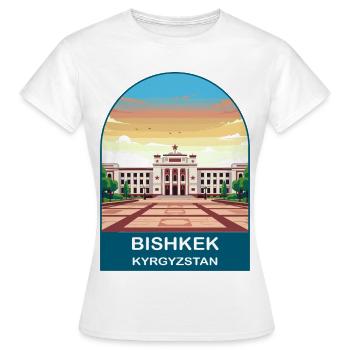 Affiche de voyage urbain vintage à Bichkek Kirghizistan - T-shirt Femme - blanc - Devant - AI Model Female 172 dark (172cm)