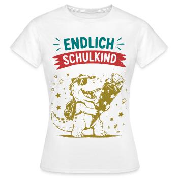 Dino Einschulung 2026 Feier - Frauen T-Shirt - Weiß - Vorne - AI Model Female 172 dark (172cm)