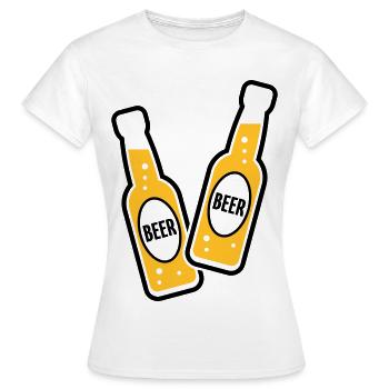 2 Toasting Beer Bottles (Beery / POS 2C) - Women's T-Shirt - white - Front - AI Model Female 172 dark (172cm)