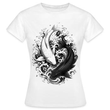 Deux koi en yin yang dans le style artistique Irezumi - T-shirt Femme - blanc - Devant - AI Model Female 172 dark (172cm)