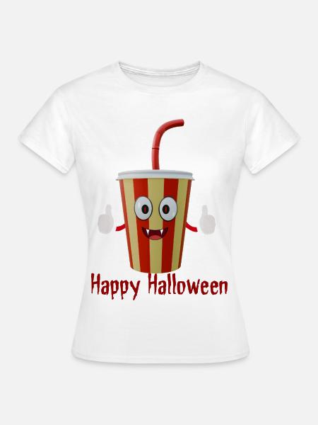 Frohen Halloween-Cola-Becher - Frauen T-Shirt - Weiß
