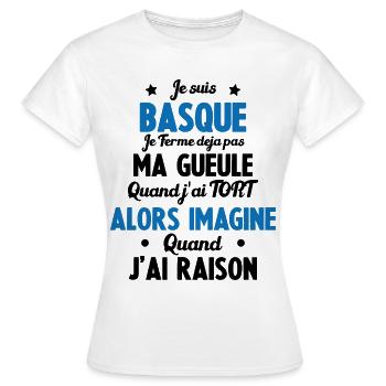 Je suis Basque - Je ferme pas ma gueule - T-shirt Femme - blanc - Devant - AI Model Female 172 dark (172cm)