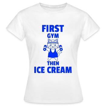 Funny gym wear. - Women's T-Shirt - white - Front - AI Model Female 172 dark (172cm)