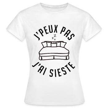 sieste je peux pas j'ai sieste - T-shirt Femme - blanc - Devant - AI Model Female 172 dark (172cm)