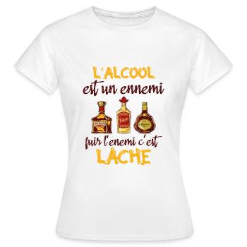 L'alcool est un ennemi - T-shirt Femme - blanc - Devant - AI Model Female 172 dark (172cm)