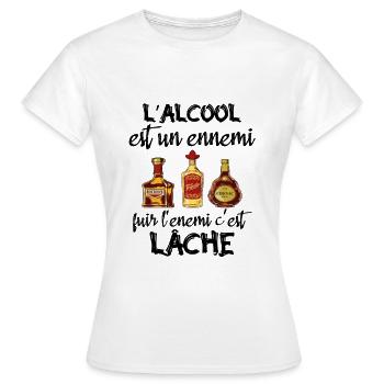 L'alcool est un ennemi - T-shirt Femme - blanc - Devant - AI Model Female 172 dark (172cm)
