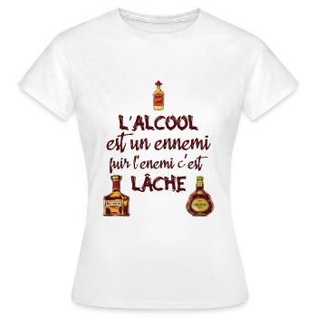 L'alcool est un ennemi - T-shirt Femme - blanc - Devant - AI Model Female 172 dark (172cm)