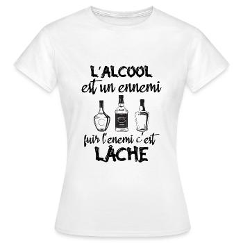 L'alcool est un ennemi - T-shirt Femme - blanc - Devant - AI Model Female 172 dark (172cm)