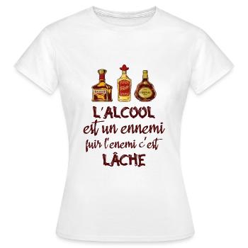 L'alcool est un ennemi - T-shirt Femme - blanc - Devant - AI Model Female 172 dark (172cm)