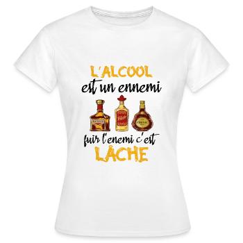 L'alcool est un ennemi - T-shirt Femme - blanc - Devant - AI Model Female 172 dark (172cm)
