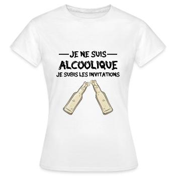 je ne suis pas alcoolique je subis les invitations - T-shirt Femme - blanc - Devant - AI Model Female 172 dark (172cm)