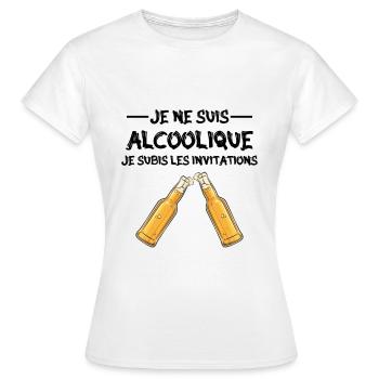 je ne suis pas alcoolique je subis les invitations - T-shirt Femme - blanc - Devant - AI Model Female 172 dark (172cm)