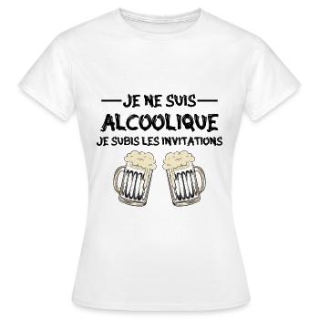 je ne suis pas alcoolique je subis les invitations - T-shirt Femme - blanc - Devant - AI Model Female 172 dark (172cm)