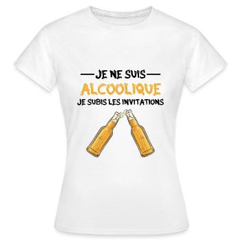 je ne suis pas alcoolique je subis les invitations - T-shirt Femme - blanc - Devant - AI Model Female 172 dark (172cm)