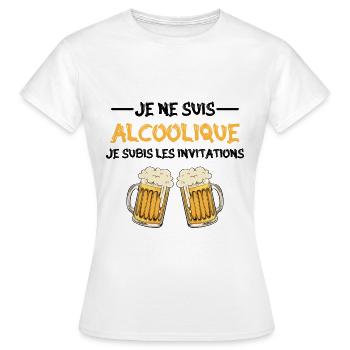 je ne suis pas alcoolique je subis les invitations - T-shirt Femme - blanc - Devant - AI Model Female 172 dark (172cm)