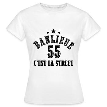 banlieue 55 c'est la street - T-shirt Femme - blanc - Devant - AI Model Female 172 dark (172cm)