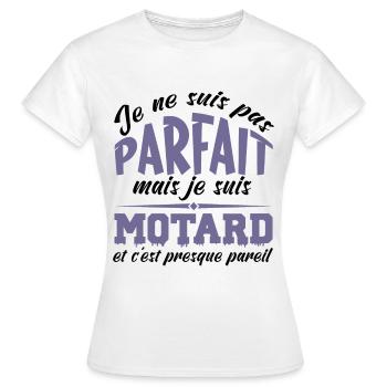 Je ne suis pas parfait mais je suis motard - T-shirt Femme - blanc - Devant - AI Model Female 172 dark (172cm)