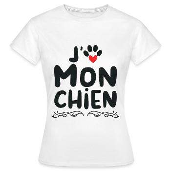 J aime mon chien - T-shirt Femme - blanc - Devant - AI Model Female 172 dark (172cm)