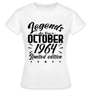 LEGENDS ARE BORN IN OCTOBER 1964 - anniversary gif - Women's T-Shirt - white - Front - AI Model Female 172 dark (172cm)