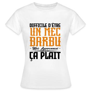 mec barbu, citations barbe, cadeau mec - T-shirt Femme - blanc - Devant - AI Model Female 172 dark (172cm)