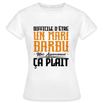 mari barbu, citations barbe, cadeau mari - T-shirt Femme - blanc - Devant - AI Model Female 172 dark (172cm)