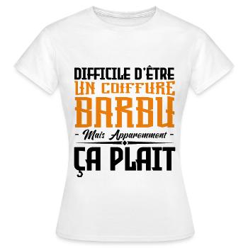 coiffure barbu, citations barbe, cadeau coiffure - T-shirt Femme - blanc - Devant - AI Model Female 172 dark (172cm)