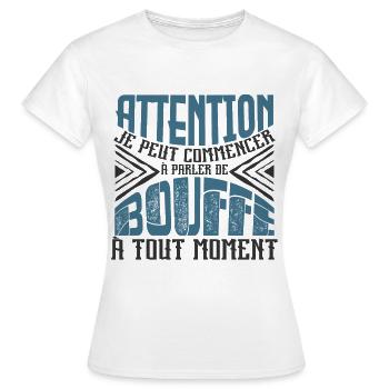 Avertissement, bouffe à tout moment. - T-shirt Femme - blanc - Devant - AI Model Female 172 dark (172cm)