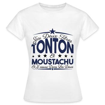 J'ai deux titres tonton et moustachu. Cadeau. - T-shirt Femme - blanc - Devant - AI Model Female 172 dark (172cm)