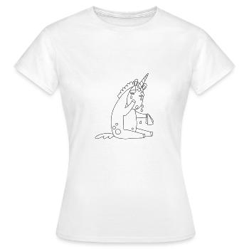 Einhorn Ausmalen Kindergeburtstag Traurig - Frauen T-Shirt - Weiß - Vorne - AI Model Female 172 dark (172cm)