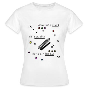 Das Rätsel löse ich - Frauen T-Shirt - Weiß - Vorne - AI Model Female 172 dark (172cm)