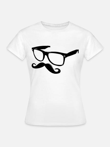nerdy moustache - Frauen T-Shirt - Weiß