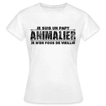 je suis un papy animalier cadeau pour mon papy. - T-shirt Femme - blanc - Devant - AI Model Female 172 dark (172cm)