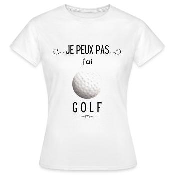 Je peux pas j'ai golf - T-shirt Femme - blanc - Devant - AI Model Female 172 dark (172cm)