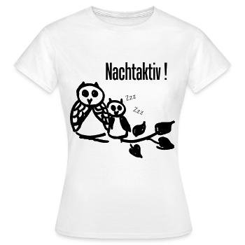 Eulen "Nachtaktiv" - Frauen T-Shirt - Weiß - Vorne - AI Model Female 172 dark (172cm)