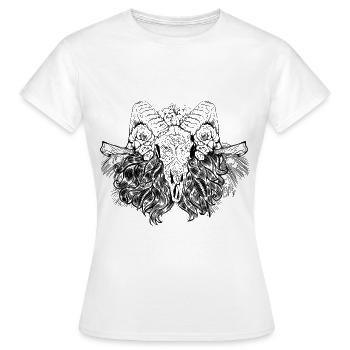 Nacht Blumen Gothik goth Totenkopf Tod Skull Punk - Frauen T-Shirt - Weiß - Vorne - AI Model Female 172 dark (172cm)