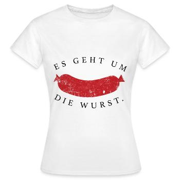 C’est à propos de la saucisse. - T-shirt Femme - blanc - Devant - AI Model Female 172 dark (172cm)